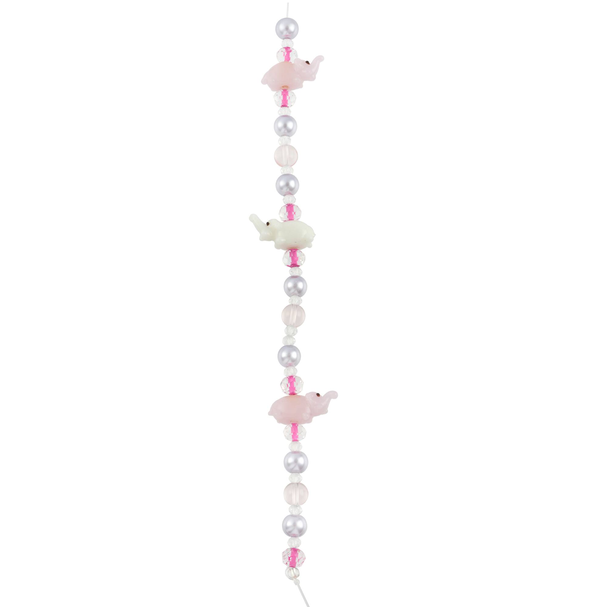 Pink & White Elephant Lampwork Glass Bead Mix by Bead Landing™